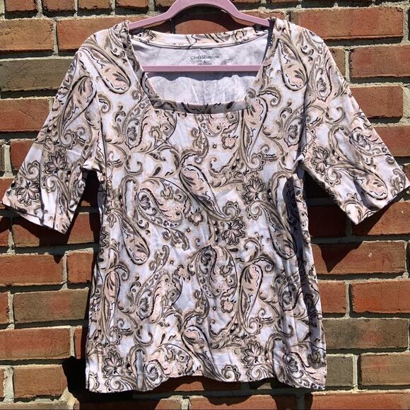 𝅺Croft & Barrow Square Neck Paisley Print Top - Picture 1 of 7